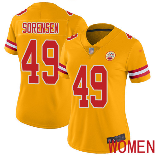 Women Kansas City Chiefs #49 Sorensen Daniel Limited Gold Inverted Legend Nike NFL Jersey